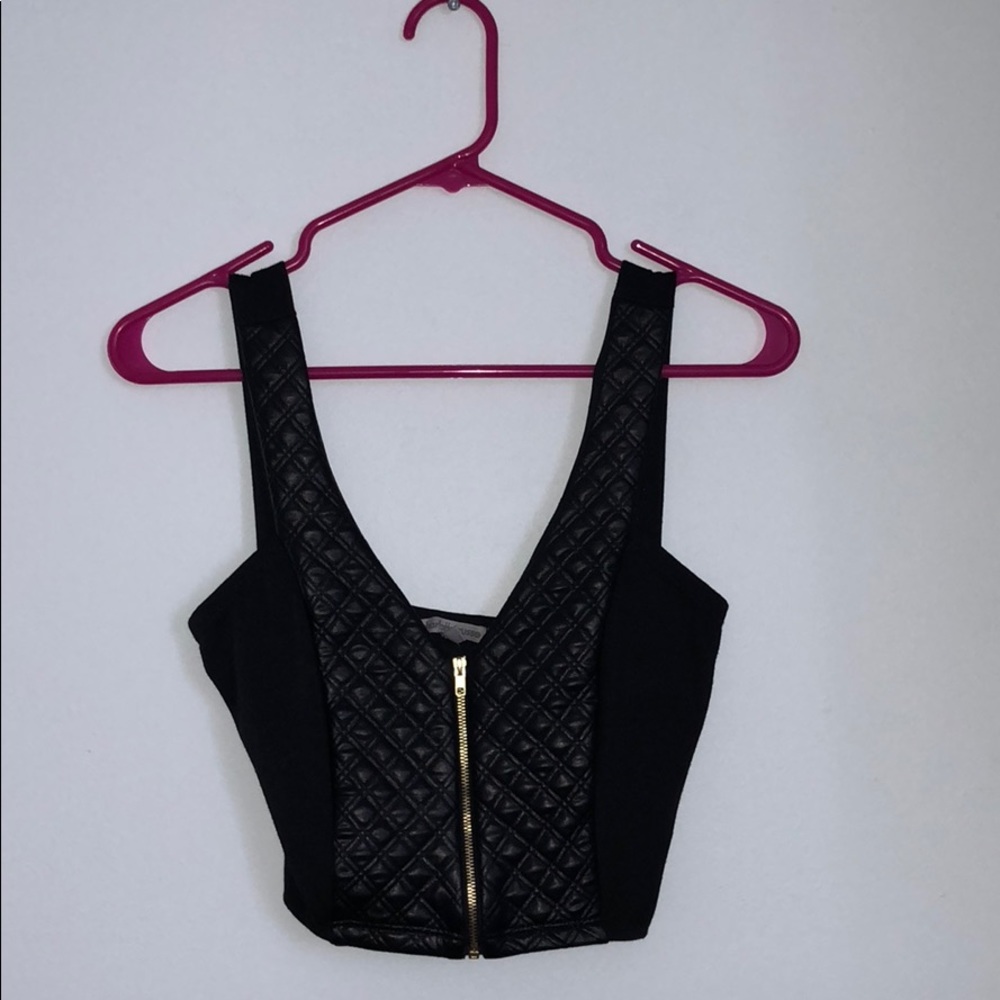 NWT Charlotte Russe Black & Leather Crop Top